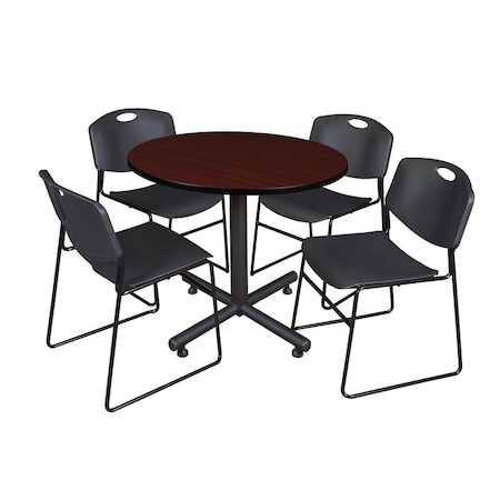 Kobe Kobe Round Table & Chair Set, Wood, Metal, Polypropylene Top TKB42RNDMH44BK
